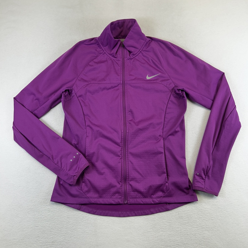 Nike Track Jacket Womens Medium Purple Dri-FIT Full Zip Running Thumbholes